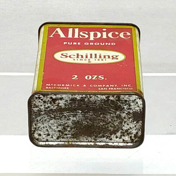 Schilling Allspice Pure Ground 2 Oz. Tin Can Container Vintage Kitchen Decor VTG - Picture 5 of 6